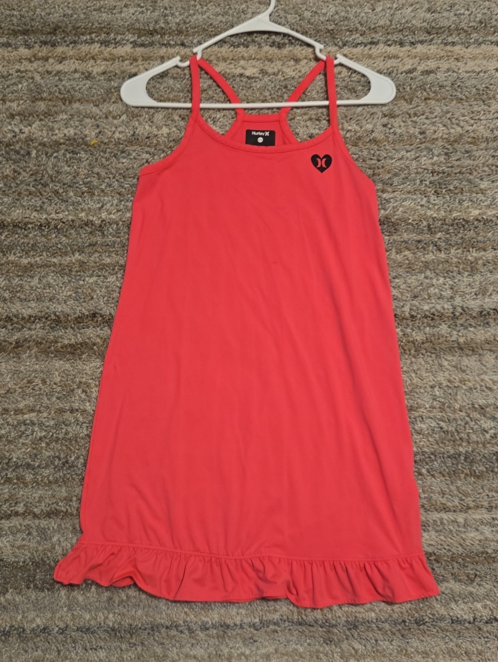 Hurley Coral Tank Dress with Ruffle Hem